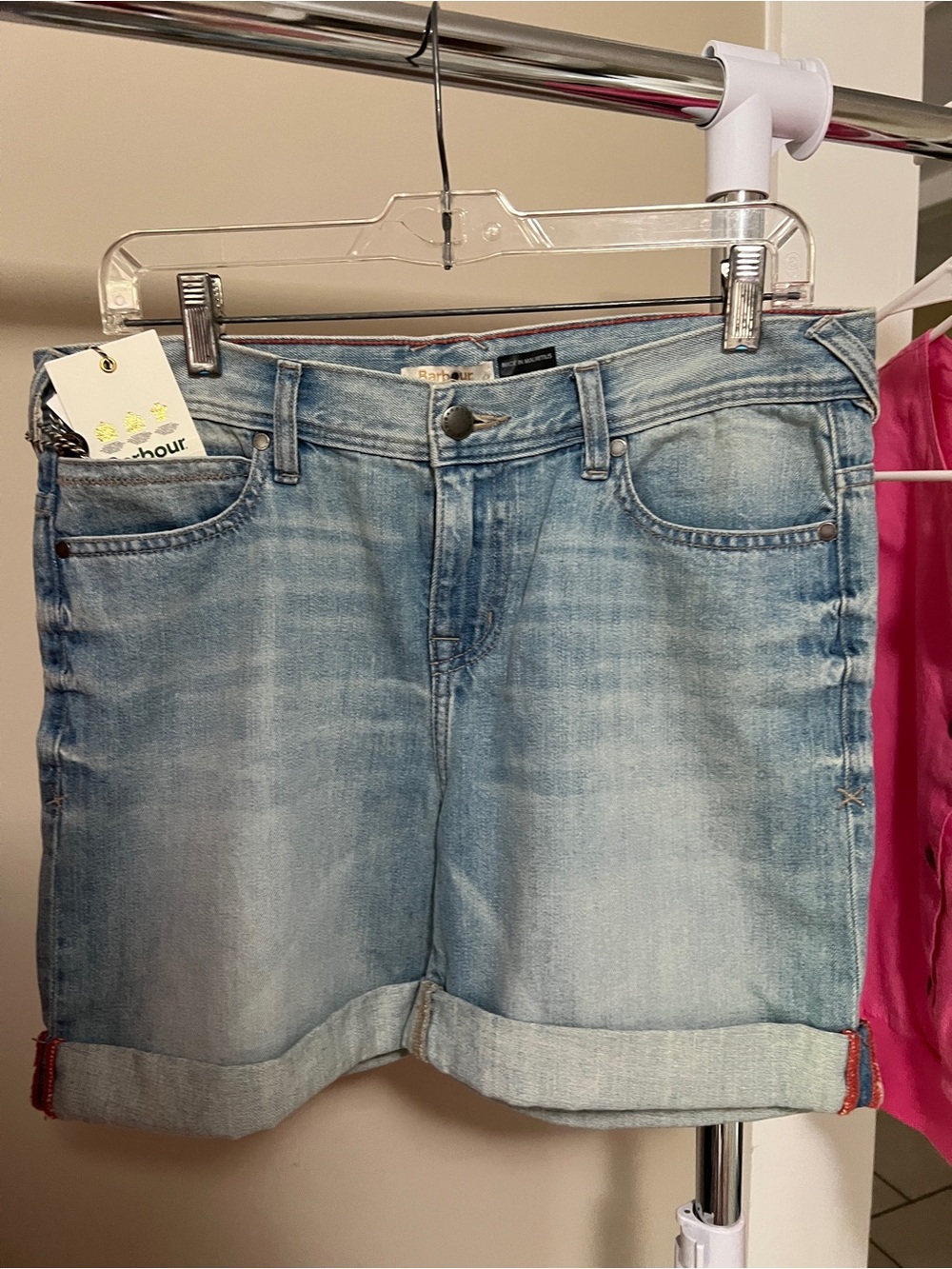 Barbour Light Blue Denim Cuffed Shorts UK 10, U.S. 6